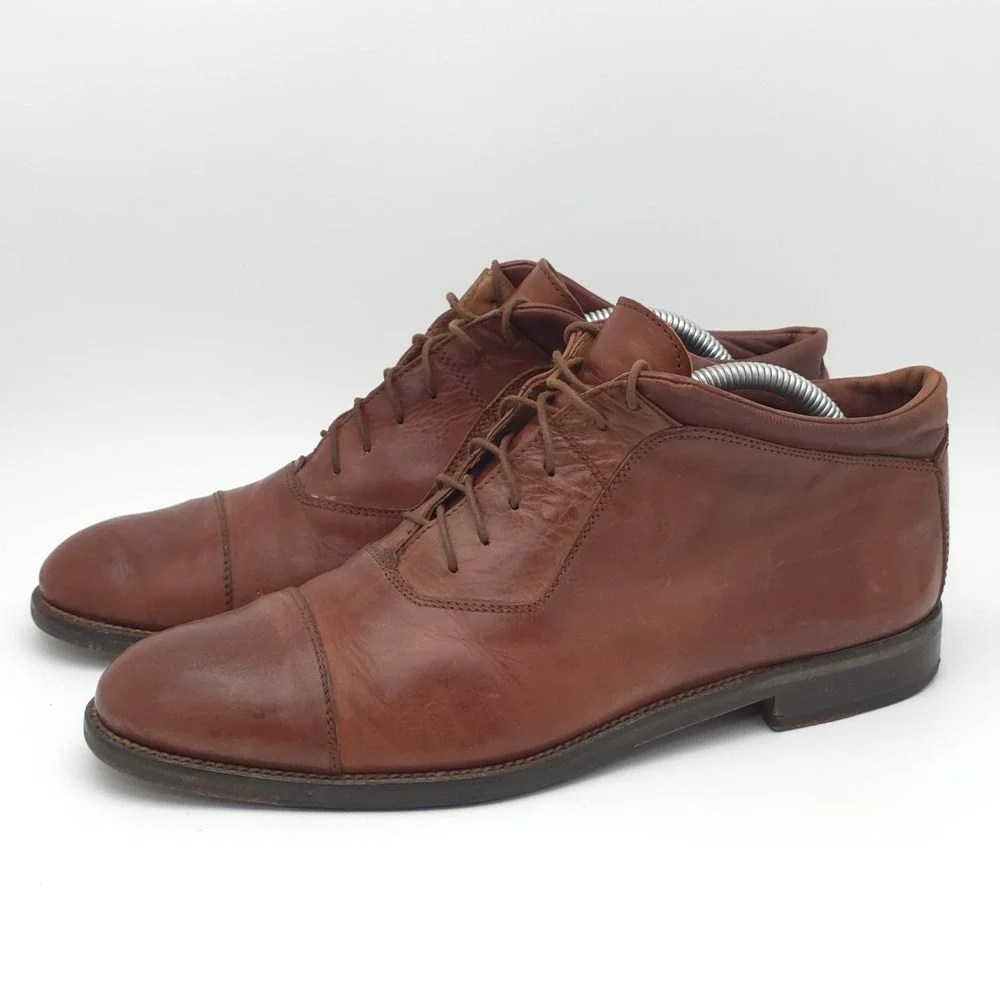 Johnston & Murphy Chukka Boots Mens 9.5 Leather Brown Cap Toe Made in Italy Work